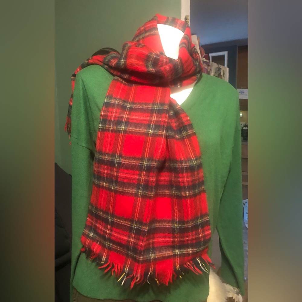 Red Plaid Lambswool Scarf-Uruguay-soft and very stylish.
